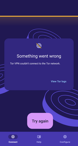 Connection Error on Tor VPN.